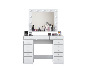Kaptafel "Sirma" met houten spiegel - 120 x 44 x 82 cm - Wit