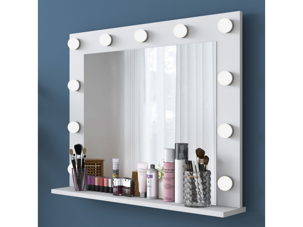 Kaptafel "Sirma" met houten spiegel - 120 x 44 x 82 cm - Wit
