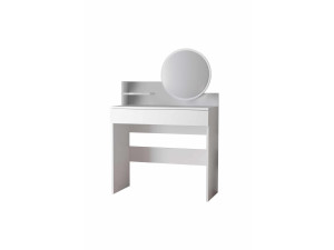 Harmony Mini Round" kaptafel met houten spiegel - 90 x 40 x 133 cm - Wit
