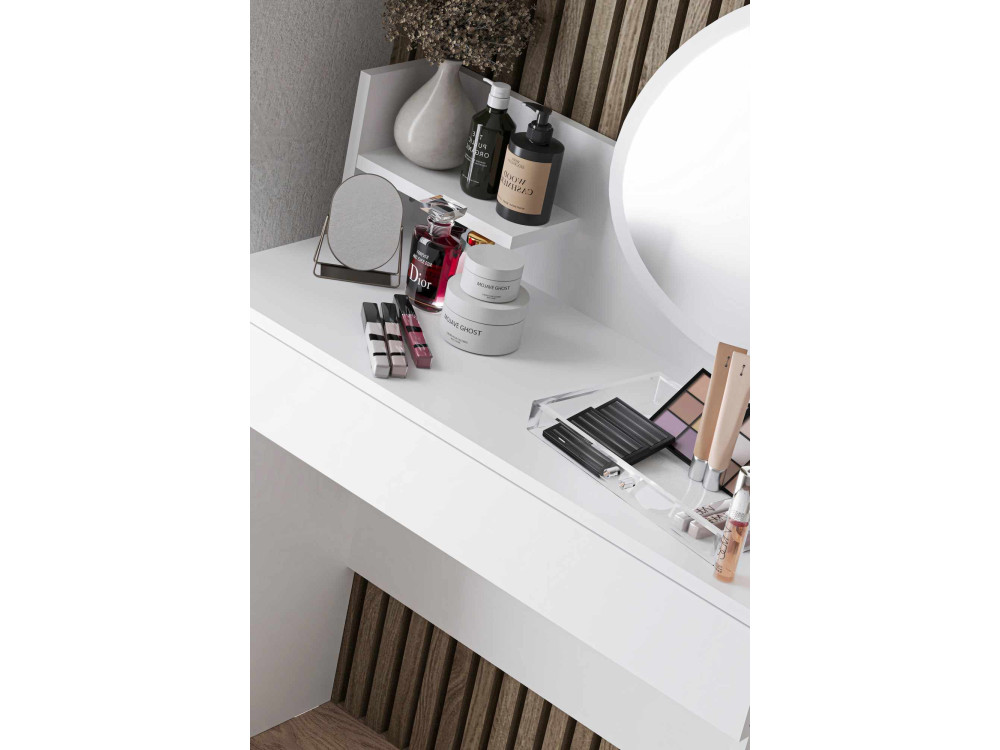 Harmony Mini Amorphous" kaptafel met houten spiegel - 90 x 40 x 133 cm - Wit