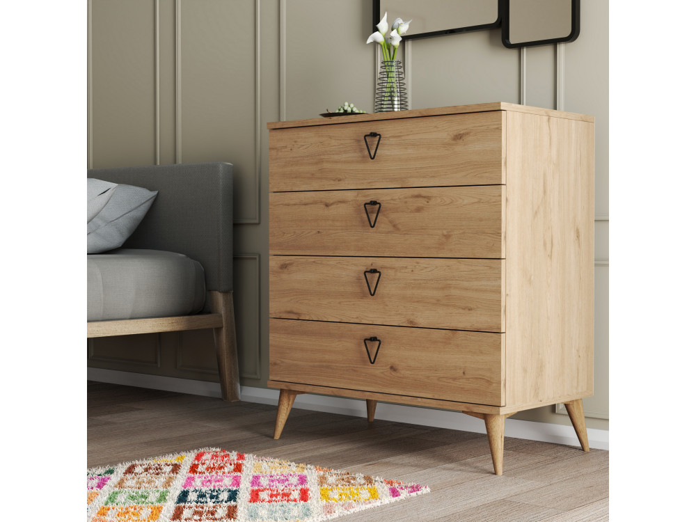 Versa-Ce" houten ladekast - 80 x 45 x 90 cm - Bruin