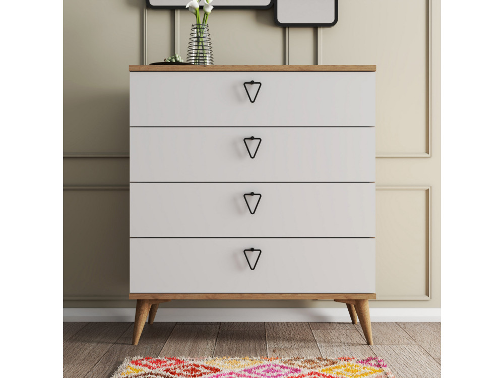 Versa-Ce" houten ladekast - 80 x 45 x 90 cm - Wit