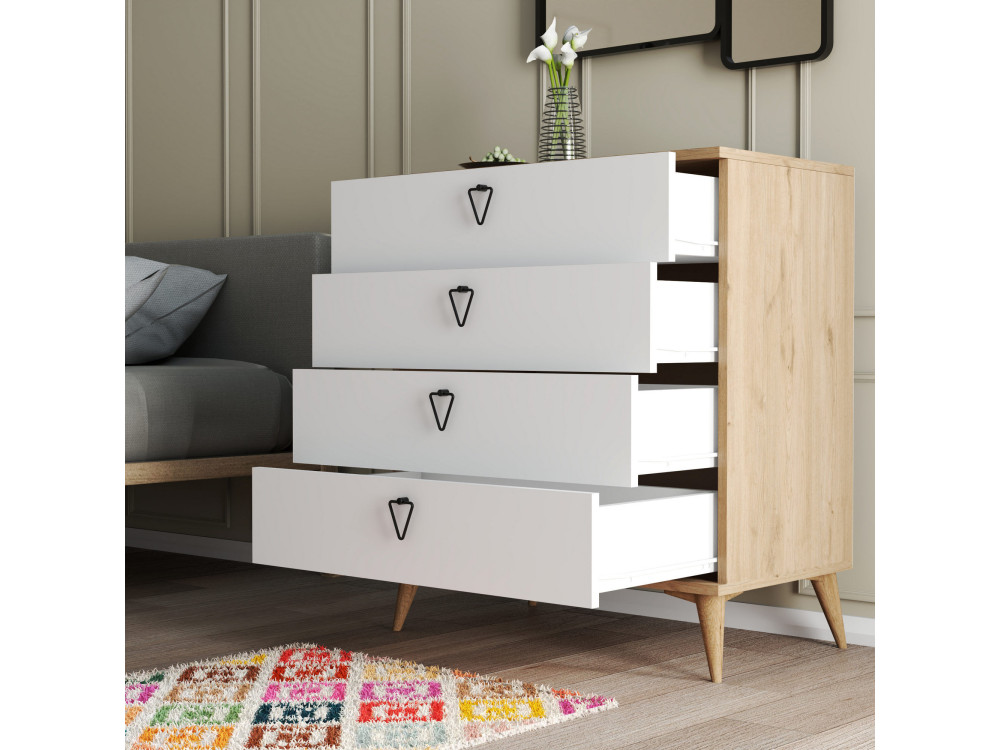 Versa-Ce" houten ladekast - 80 x 45 x 90 cm - Wit