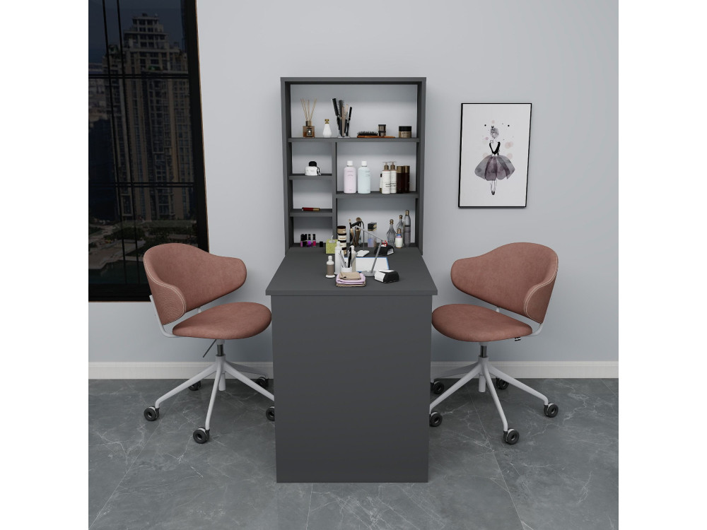 Houten make-up tafel "Sedir" - 90 x 59 x 74 cm - Antracietgrijs