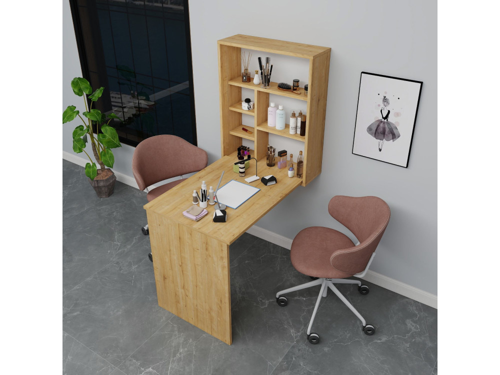 Houten make-up tafel "Sedir" - 90 x 59 x 74 cm - Beige