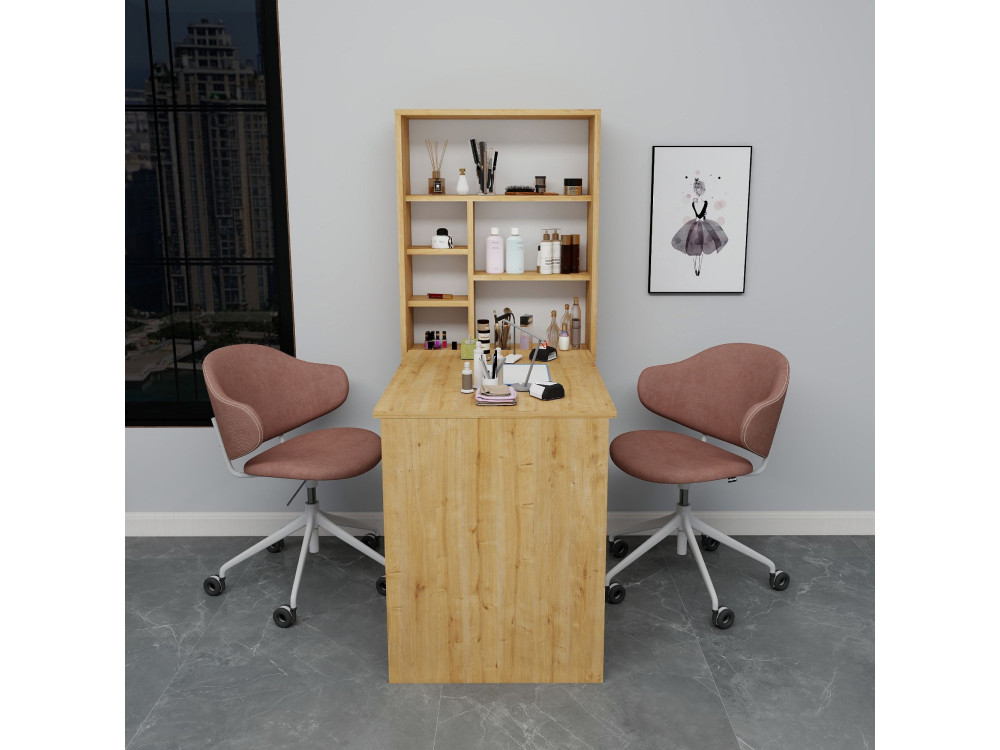 Houten make-up tafel "Sedir" - 90 x 59 x 74 cm - Beige