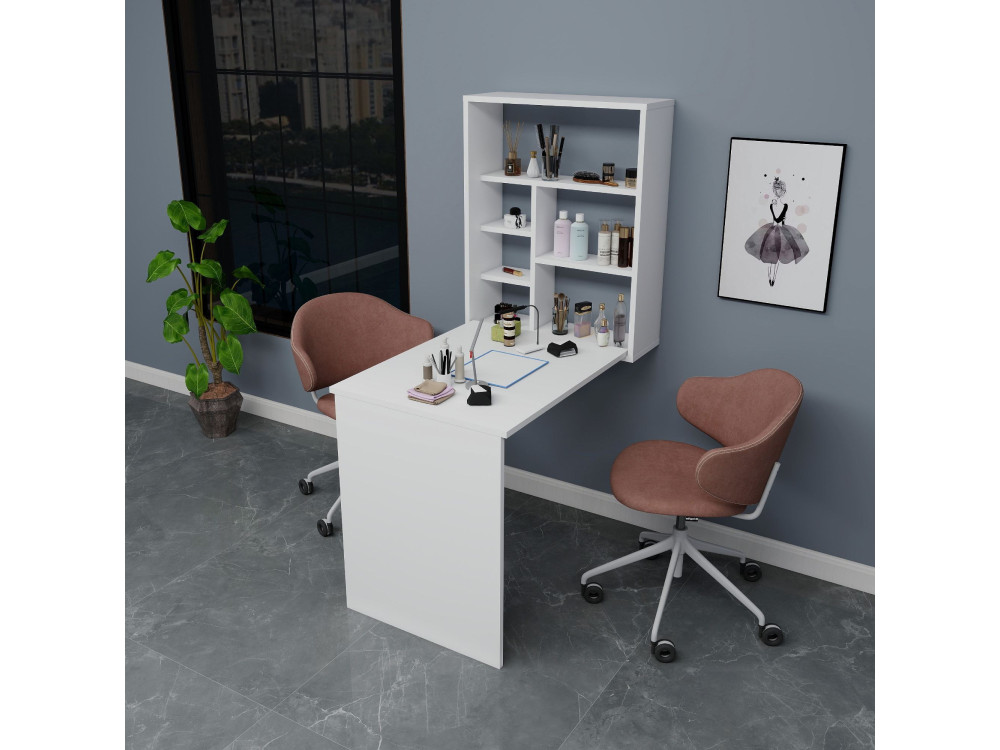 Houten make-up tafel "Sedir" - 90 x 59 x 74 cm - Wit