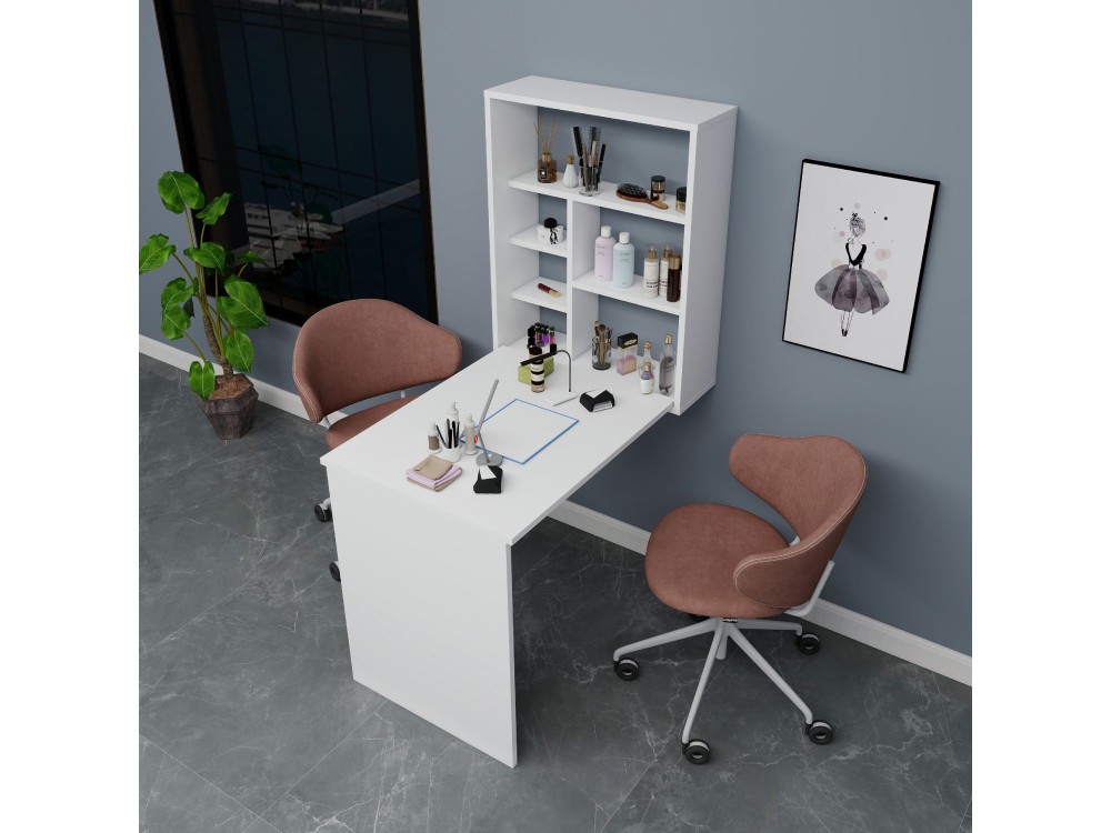 Houten make-up tafel "Sedir" - 90 x 59 x 74 cm - Wit