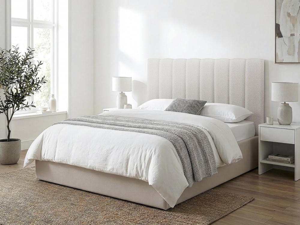 Hoofdbord van structuurstof "Val Thorens" - Beige - 140 cm