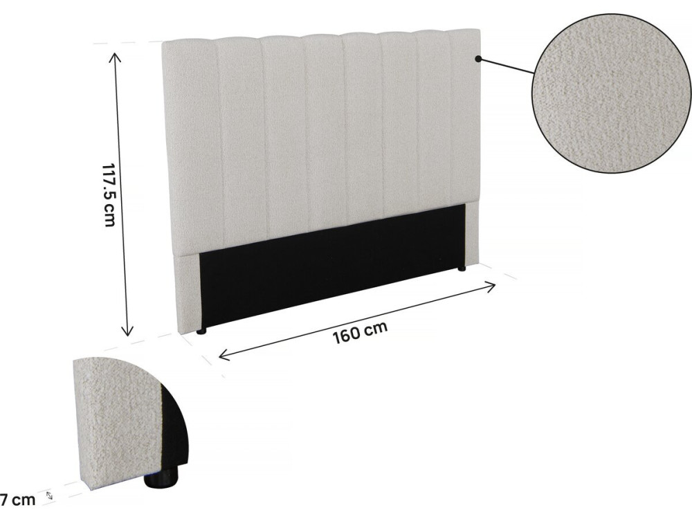 Hoofdbord van structuurstof "Val Thorens" - Beige - 160 cm