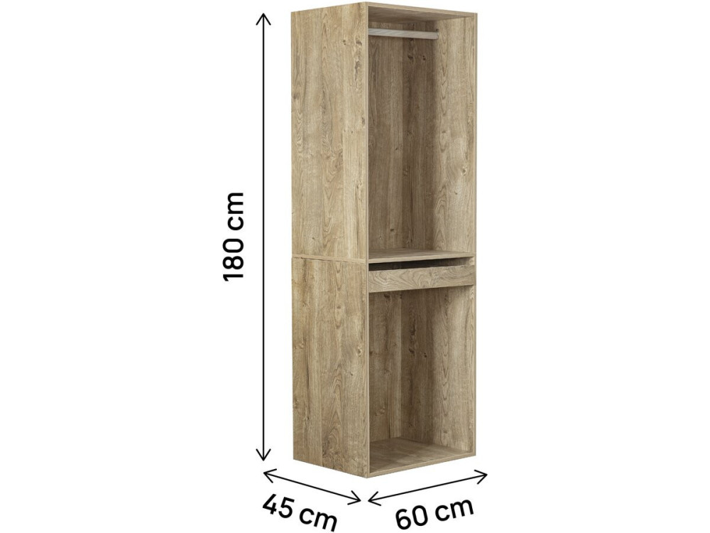 Kledingkast "Opéra" met hangruimte en broekenrek - 60 x 45 x 180 cm - Beige