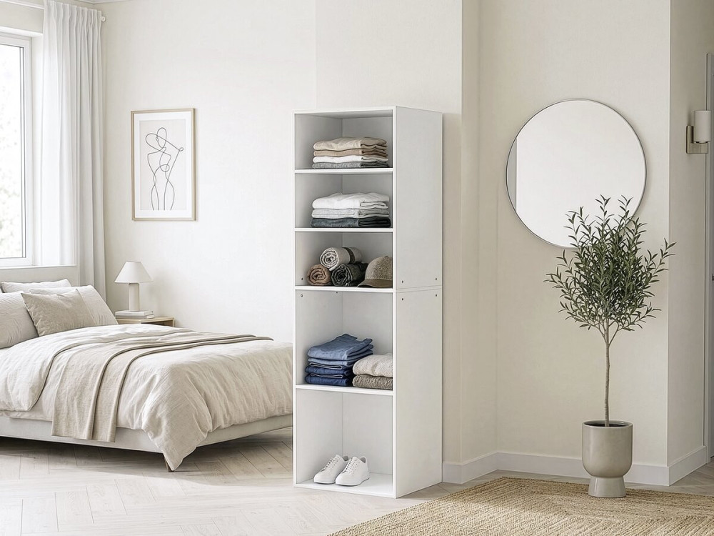 Opéra" kledingkast met 5 legplanken - 60 x 45 x 180 cm - Wit