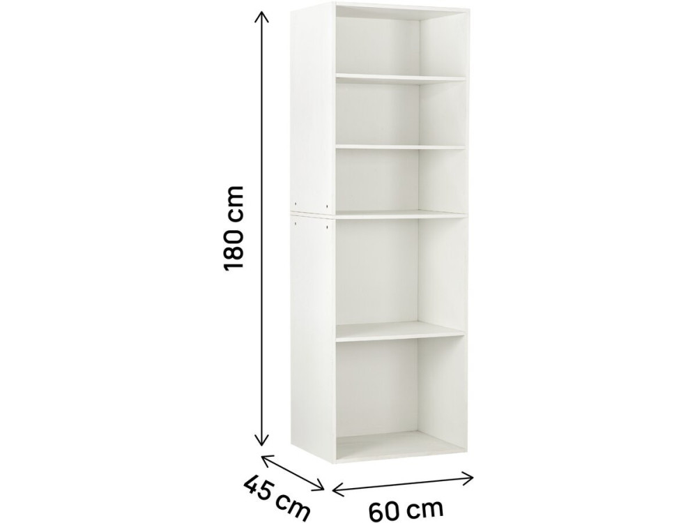Opéra" kledingkast met 5 legplanken - 60 x 45 x 180 cm - Wit