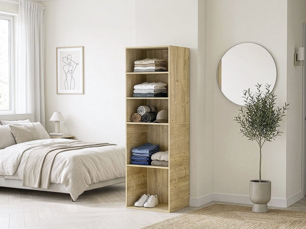 Opéra" kledingkast met 5 legplanken - 60 x 45 x 180 cm - Beige
