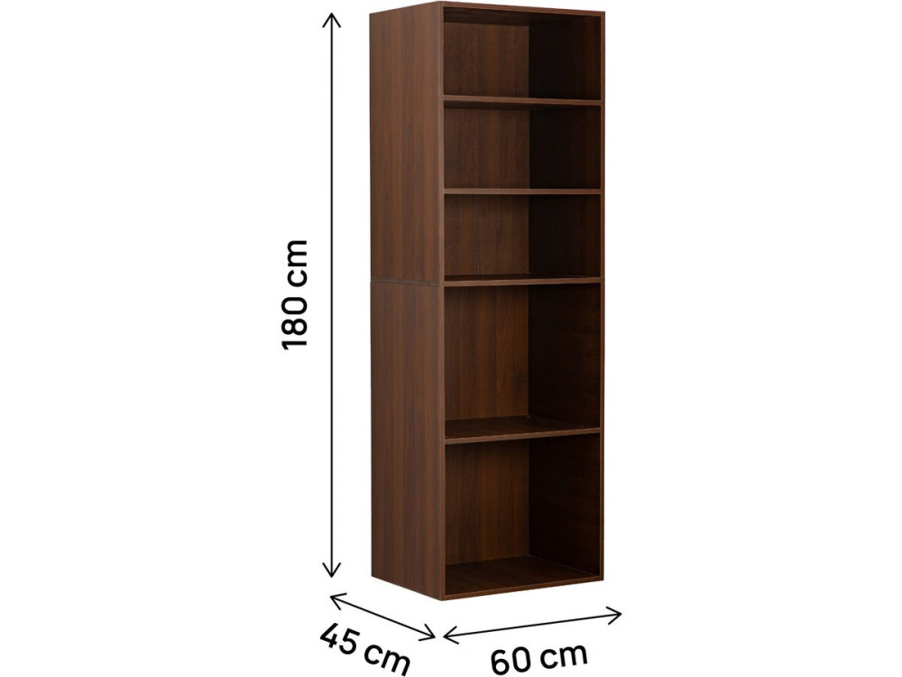 Opéra" kledingkast met 5 legplanken - 60 x 45 x 180 cm - Bruin