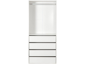 Kledingkast "Opéra" met 4 laden en 1 hangruimte - 80 x 45 x 180 cm - Wit