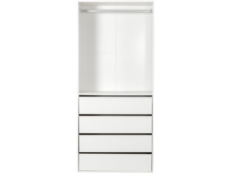 Kledingkast "Opéra" met 4 laden en 1 hangruimte - 80 x 45 x 180 cm - Wit