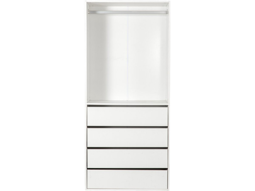 Kledingkast "Opéra" met 4 laden en 1 hangruimte - 80 x 45 x 180 cm - Wit