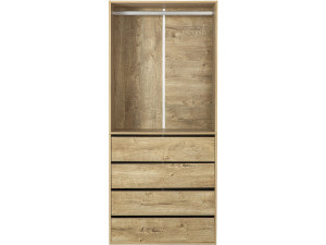 Kledingkast "Opéra" met 4 laden en 1 hangruimte - 80 x 45 x 180 cm - Beige