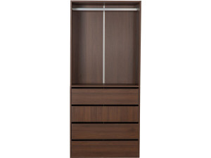 Kledingkast "Opéra" met 4 laden en 1 hangruimte - 80 x 45 x 180 cm - Bruin