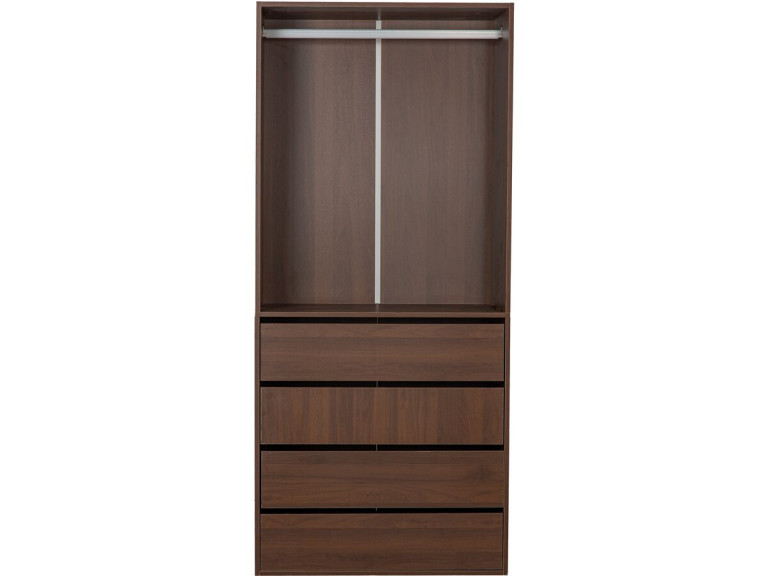 Kledingkast "Opéra" met 4 laden en 1 hangruimte - 80 x 45 x 180 cm - Bruin
