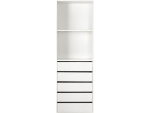 Kledingkast "Opéra" met 5 laden en 2 legplanken - 60 x 45 x 180 cm - Wit