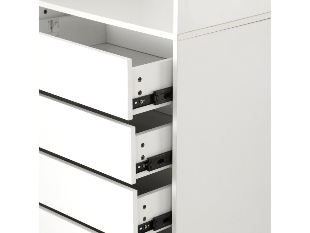 Kledingkast "Opéra" met 5 laden en 2 legplanken - 60 x 45 x 180 cm - Wit