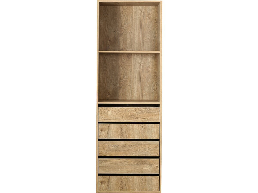 Kledingkast "Opéra" met 5 laden en 2 legplanken - 60 x 45 x 180 cm - Beige