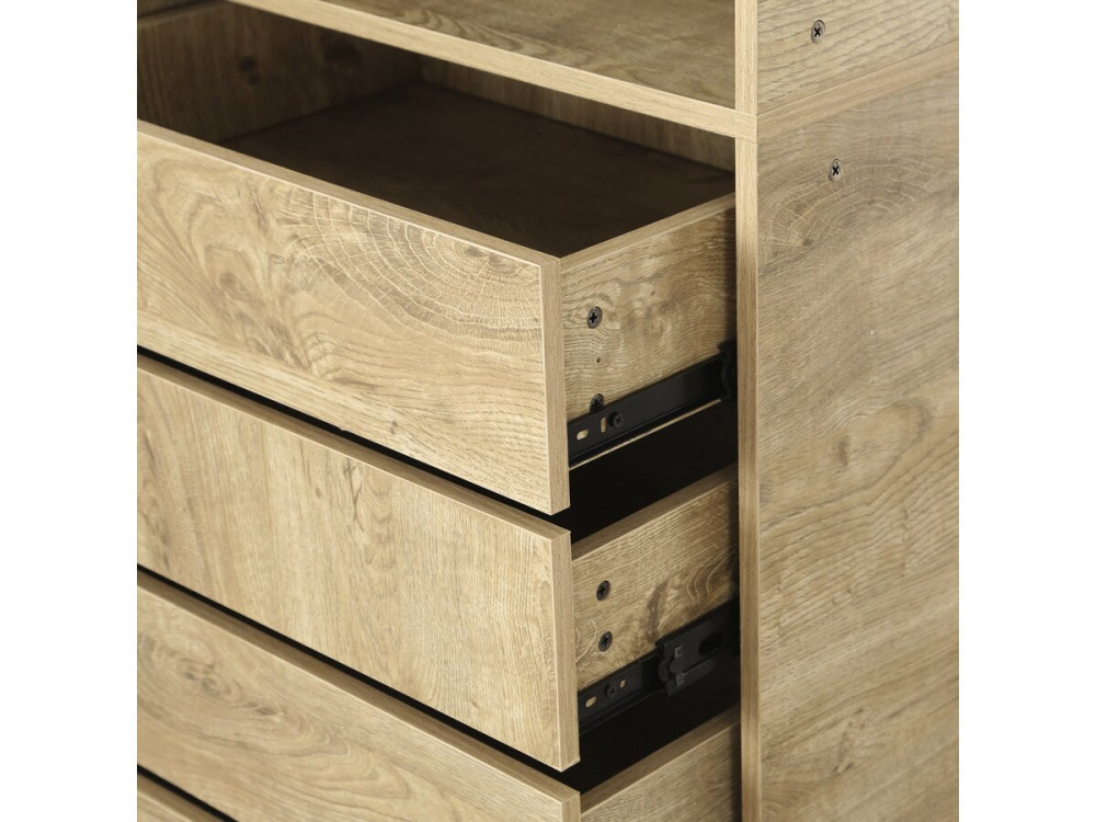 Kledingkast "Opéra" met 5 laden en 2 legplanken - 60 x 45 x 180 cm - Beige