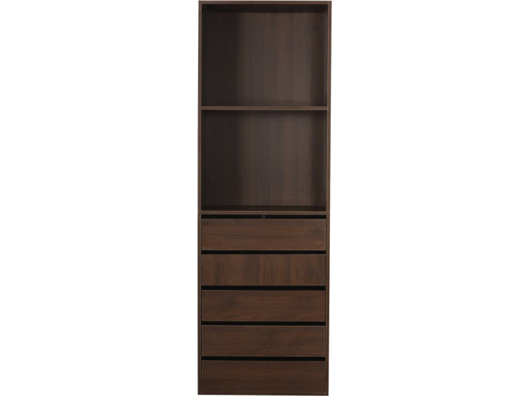 Kledingkast "Opéra" met 5 laden en 2 legplanken - 60 x 45 x 180 cm - Bruin