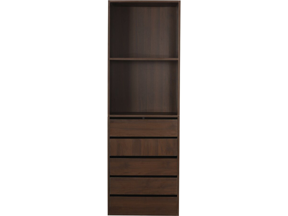 Kledingkast "Opéra" met 5 laden en 2 legplanken - 60 x 45 x 180 cm - Bruin