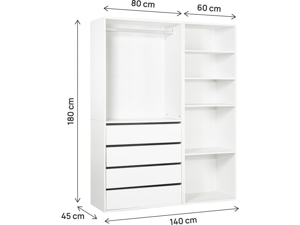 Opera" modulaire verkleedset - 2 eenheden - Wit
