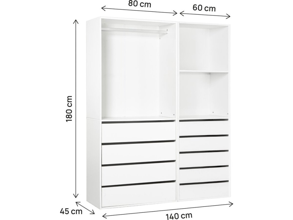Opera" modulaire verkleedset - 2 eenheden - Wit
