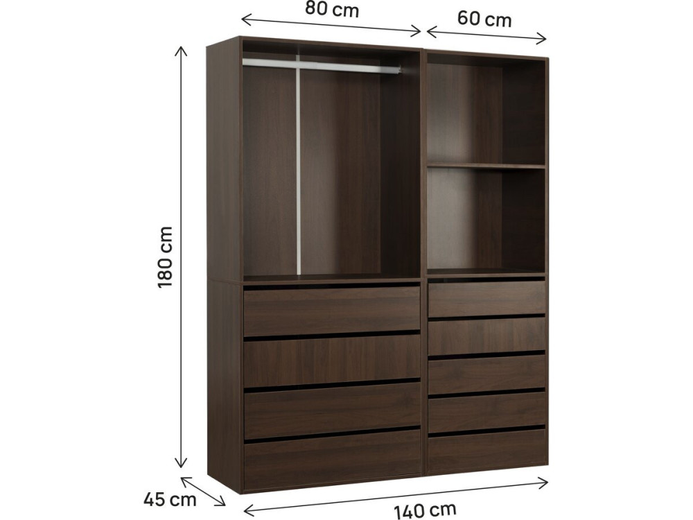 Opera" modulaire verkleedset - 2 eenheden - Bruin