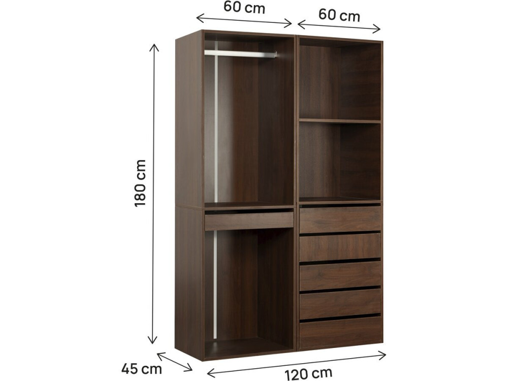 Opera" modulaire verkleedset - 2 eenheden - Bruin