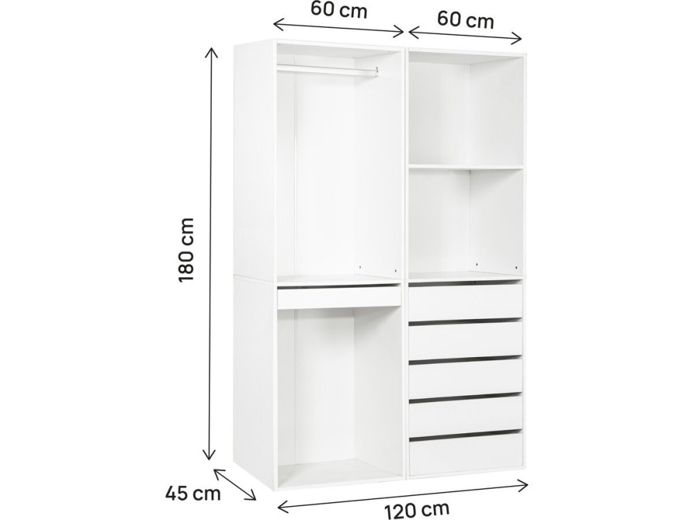 Opera" modulaire verkleedset - 2 eenheden - Wit