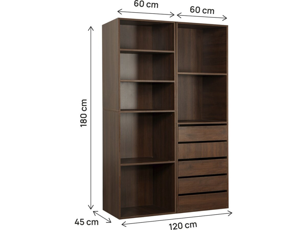 Opera" modulaire verkleedset - 2 eenheden - Bruin