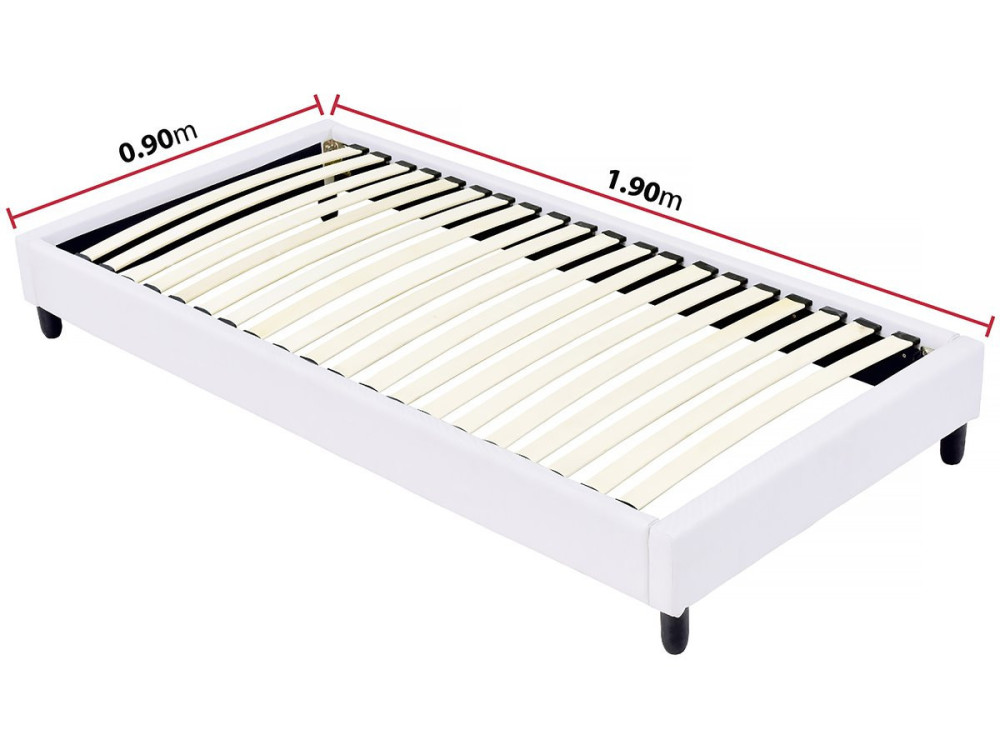 Bed bedframe met lattenbodem - 90 x 190 cm - 20 latten - Wit