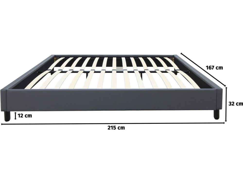 Tweepersoonsbed bedframe bed "Andy" - 160 x 200 cm - PVC - Grijs antraciet