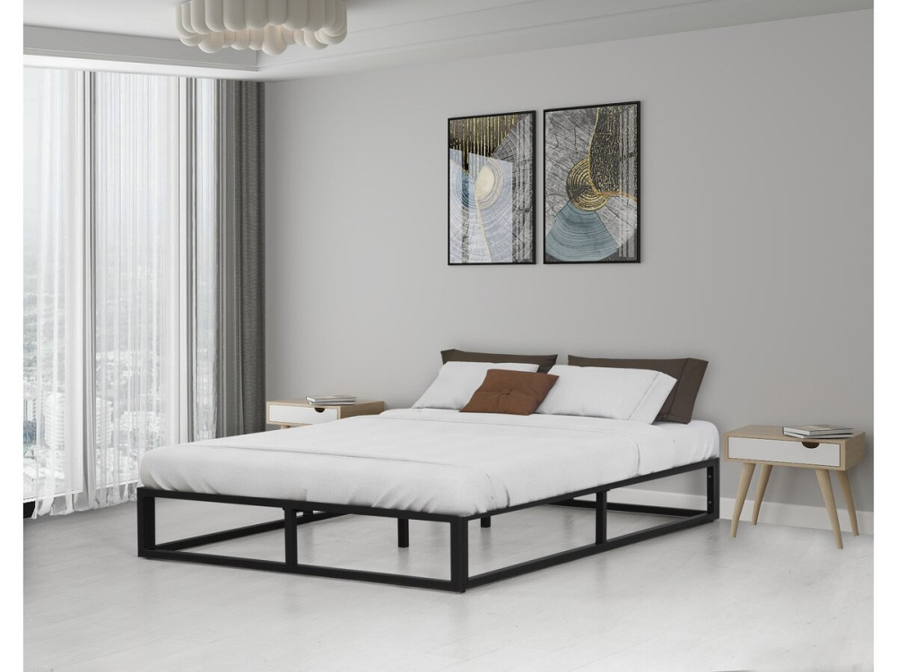 Tweepersoonsbed bedframe bed metaal 160 x 200 cm - Zwart