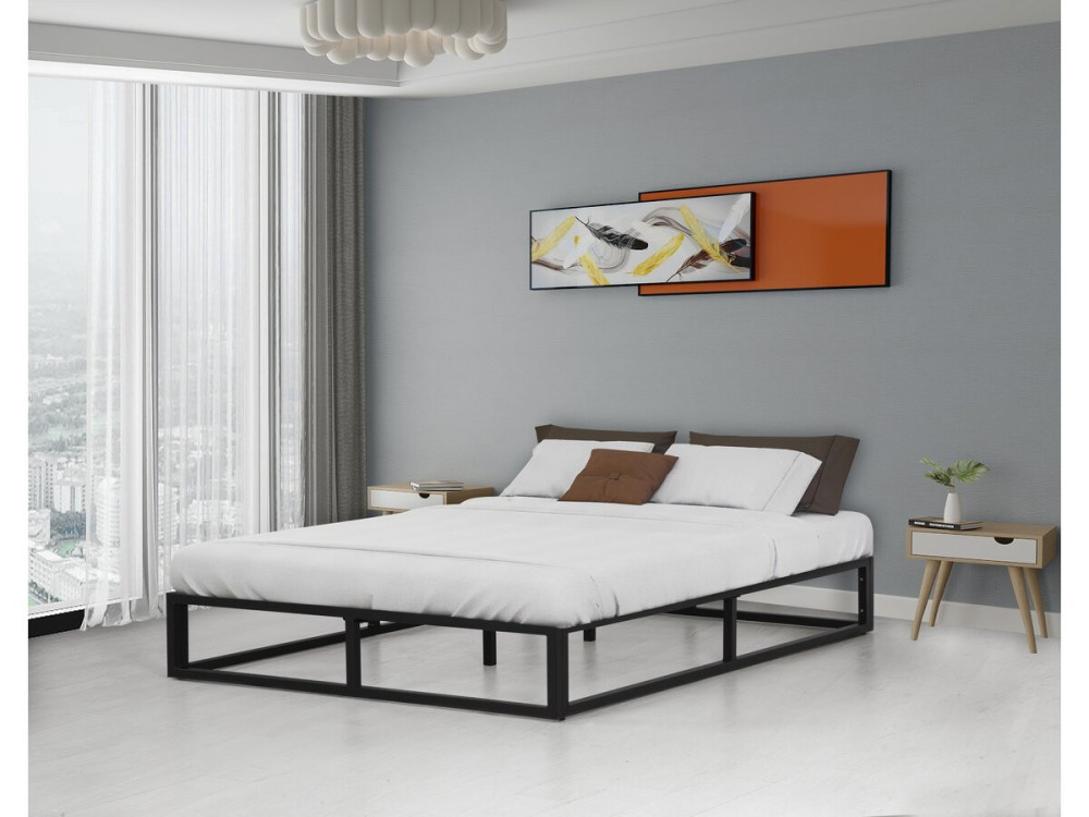 Tweepersoonsbed bedframe bed metaal 140 x 190 cm - Zwart