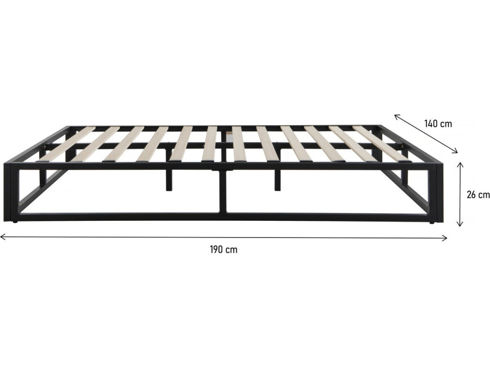 Tweepersoonsbed bedframe bed metaal 140 x 190 cm - Zwart