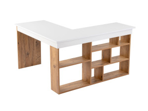 Houten bureau "Vesper" - 130 x 120 x 72 cm - Atlantisch wit grenen