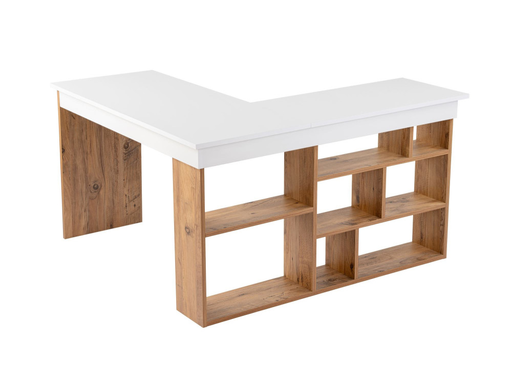 Houten bureau "Vesper" - 130 x 120 x 72 cm - Atlantisch wit grenen