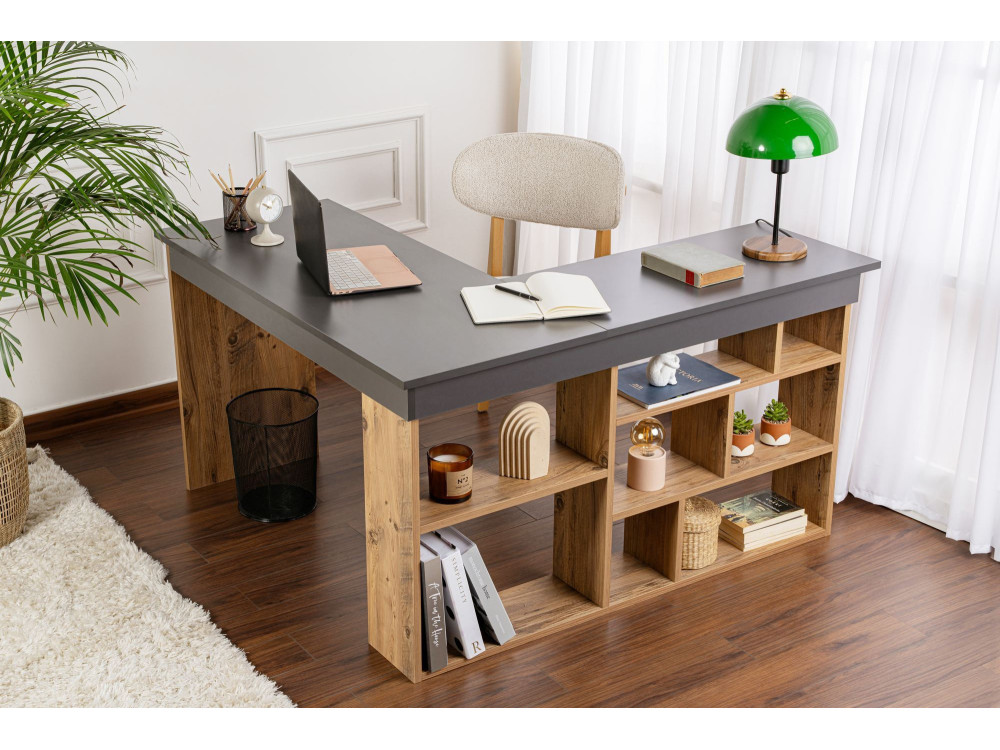 Houten bureau "Vesper" - 130 x 120 x 72 cm - AntracietAtlantisch grenen