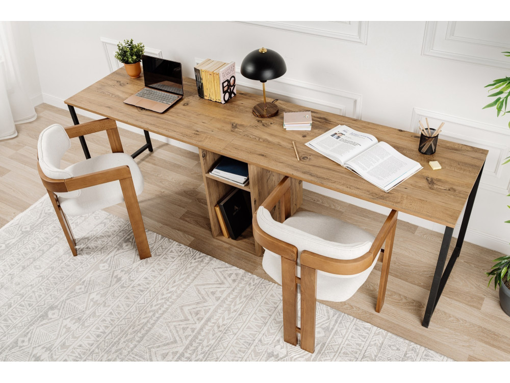 Bureau met twee bedden - 240 x 60 x 74 cm - Atlantic PineZwart