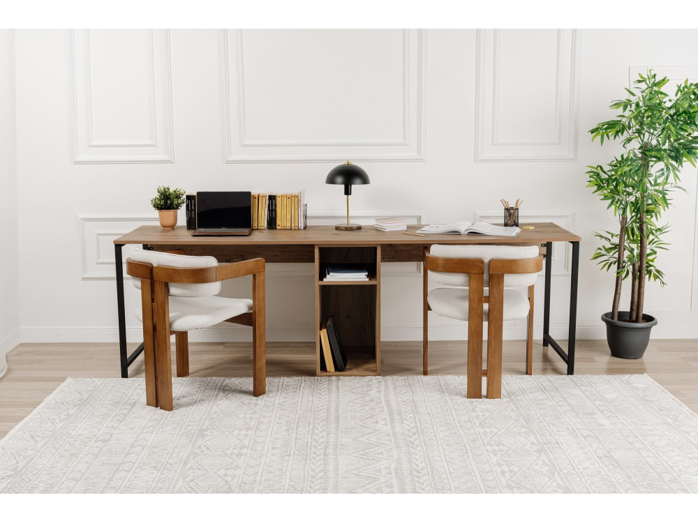 Bureau met twee bedden - 240 x 60 x 74 cm - Atlantic PineZwart