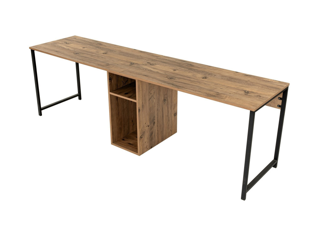 Bureau met twee bedden - 240 x 60 x 74 cm - Atlantic PineZwart