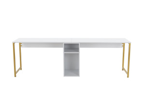 Bureau met twee stoelen - 240 x 60 x 74 cm - Witgoud