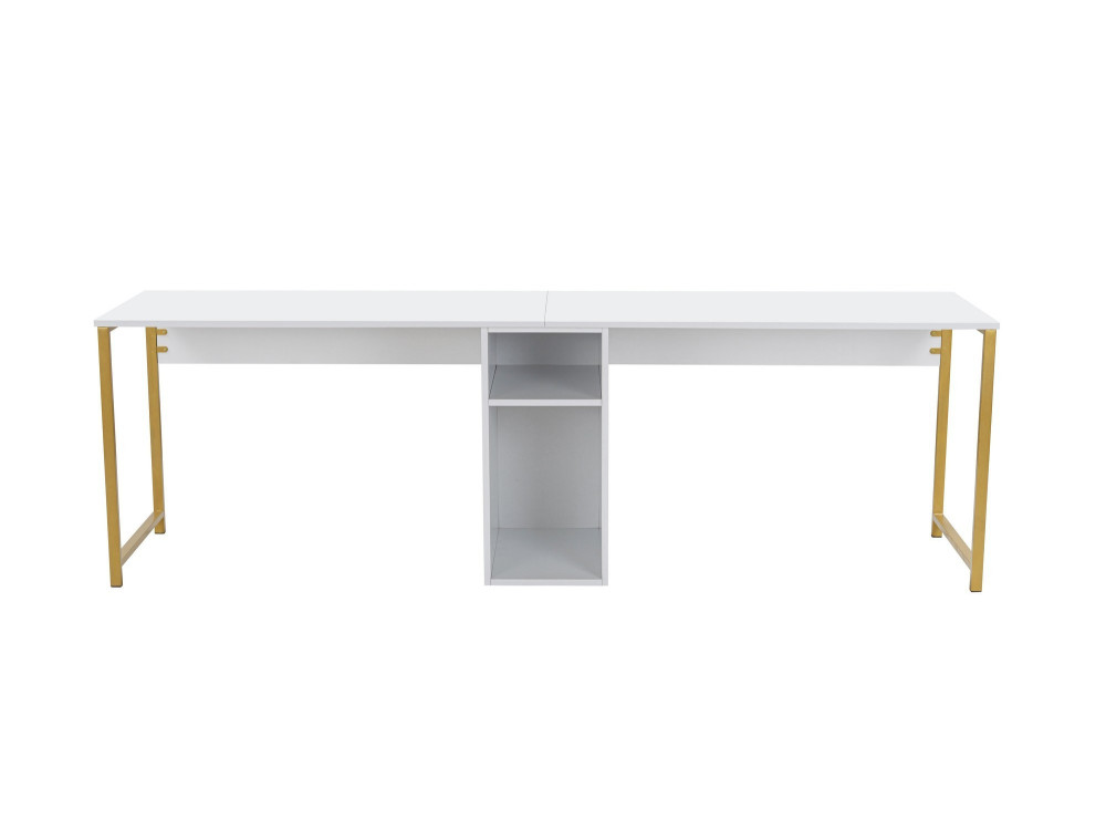 Bureau met twee stoelen - 240 x 60 x 74 cm - Witgoud
